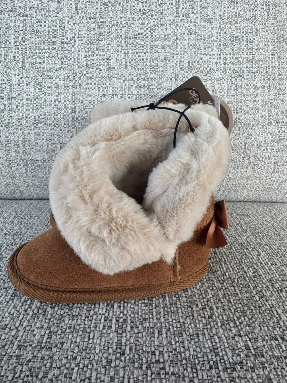 NIB BearPaw Infant Baby Girl Leather Faux Fur Boots 6-12m